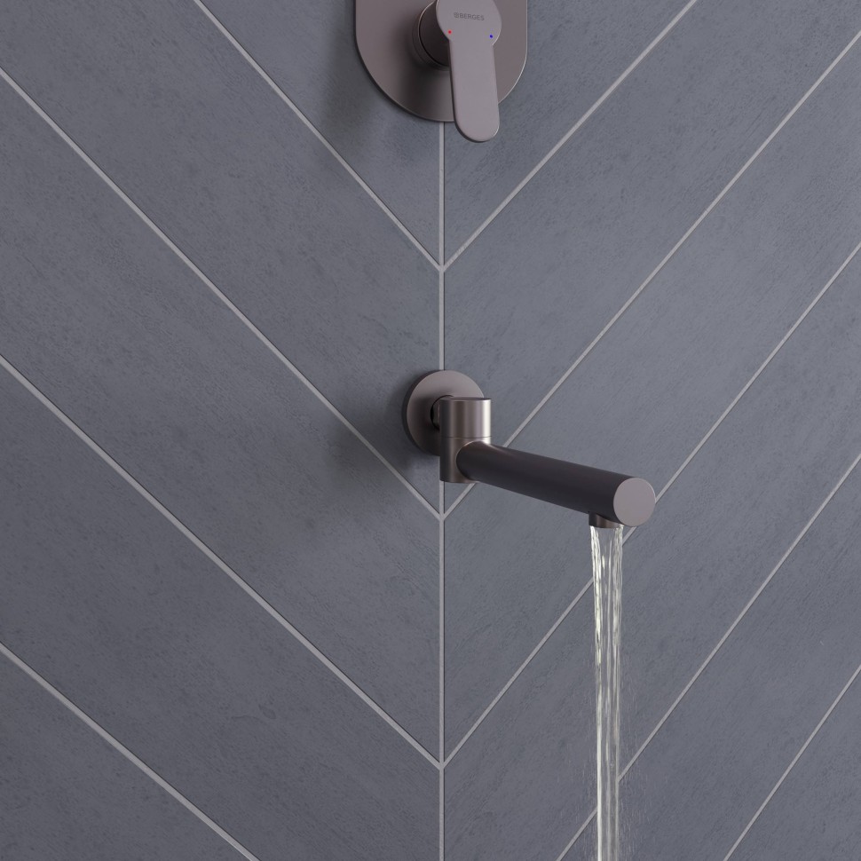 Душевой комплект BERGES NARDIS 3R, поворотный излив, оружейная сталь