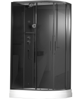 Timo Premium ILMA Black 902 L душевая кабина с крышей, хамам и стульчиком 120*80*222