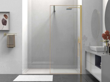 Душевая перегородка Волк-Ин (Walk-In) VSW-1HS900CLG, 900*2000, брашированное золото, стекло прозрачное