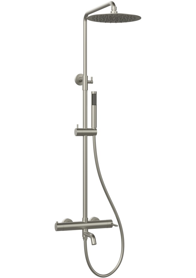 Душевая стойка Villa VSFS-1VL1BN с изливом, 25см верх. душ из нерж. стали, брашированный никель