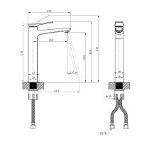 Смеситель для накладной раковины OSGARD BRETTA GUN GREY 52113
