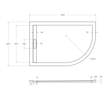 Поддон из искусственного мрамора CEZARES TRAY-AS-RH-120/80-30-W-L