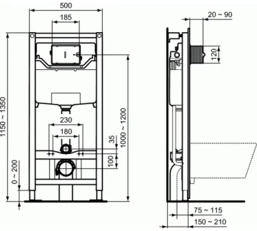 PROSYS 120 M Ideal Standard Встраиваемая инсталляция для монтажа подвесных унитазов