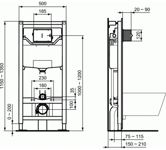 PROSYS 120 M Ideal Standard Встраиваемая инсталляция для монтажа подвесных унитазов