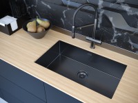 Мойка нерж. сталь AISI304 ALLER 74 UNI, PM807444-GM, вороненая сталь, 740х440мм, Starke-Paulmark