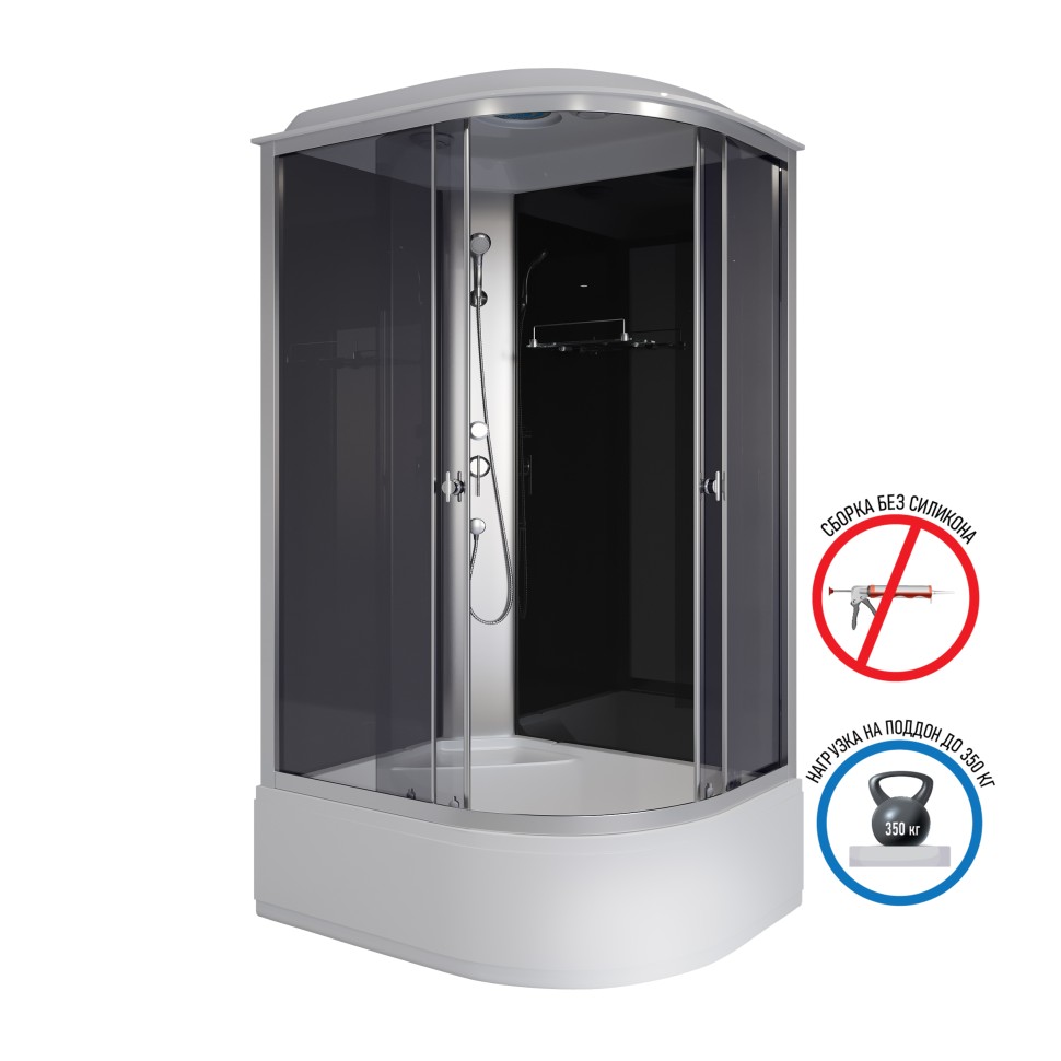 Душевая кабина Niagara Eco E110/80/40L/TN (110х80х215) высокий поддон(40см),стекло черное,4 места