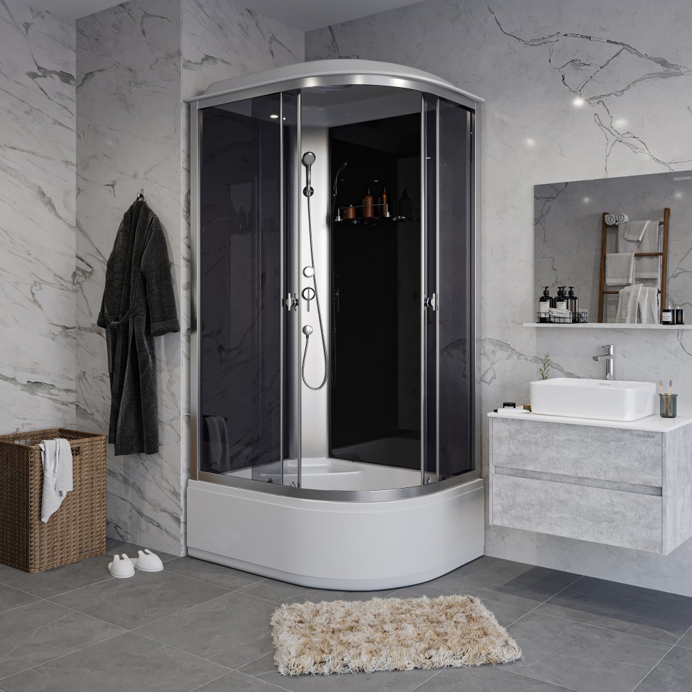 Душевая кабина Niagara Eco E110/80/40L/TN (110х80х215) высокий поддон(40см),стекло черное,4 места