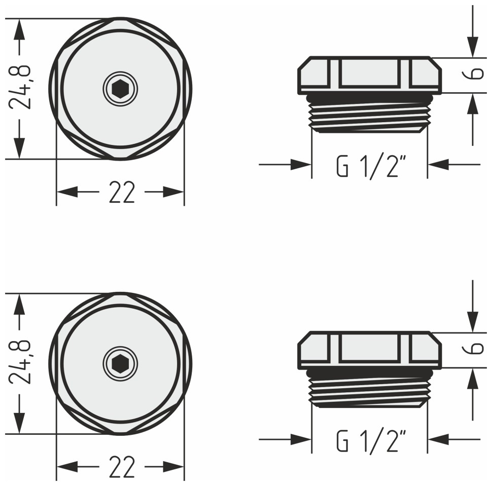 Спускной клапан d 25 мм (G 1/2" НР) / 2 шт.