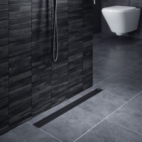 Душевой лоток TIMO Drain System 900 с вставкой "lines", Чёрный