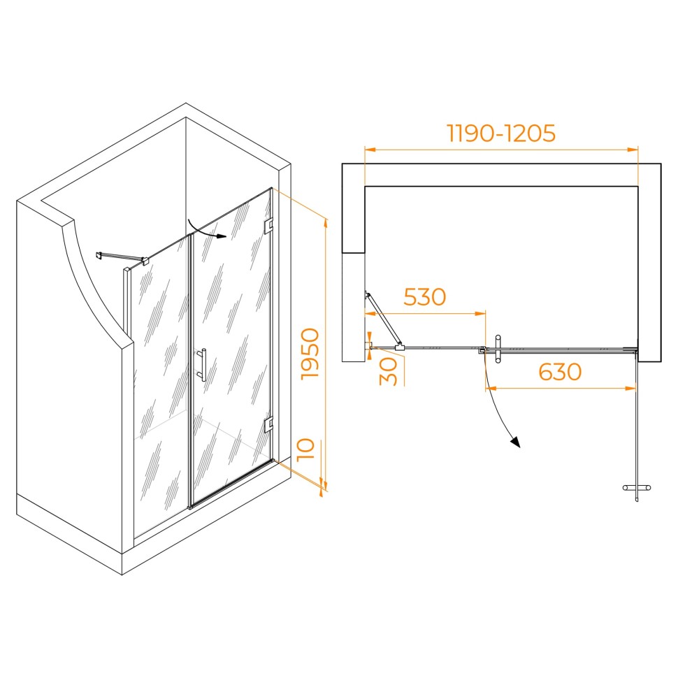 Душевая дверь RGW HO-012 (Прозрачное, 1200)