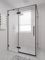 Душевой угол распашной Veconi Premium Alassio SP B, 1300х800x2000, черный матовый, стекло прозрачное осветленное