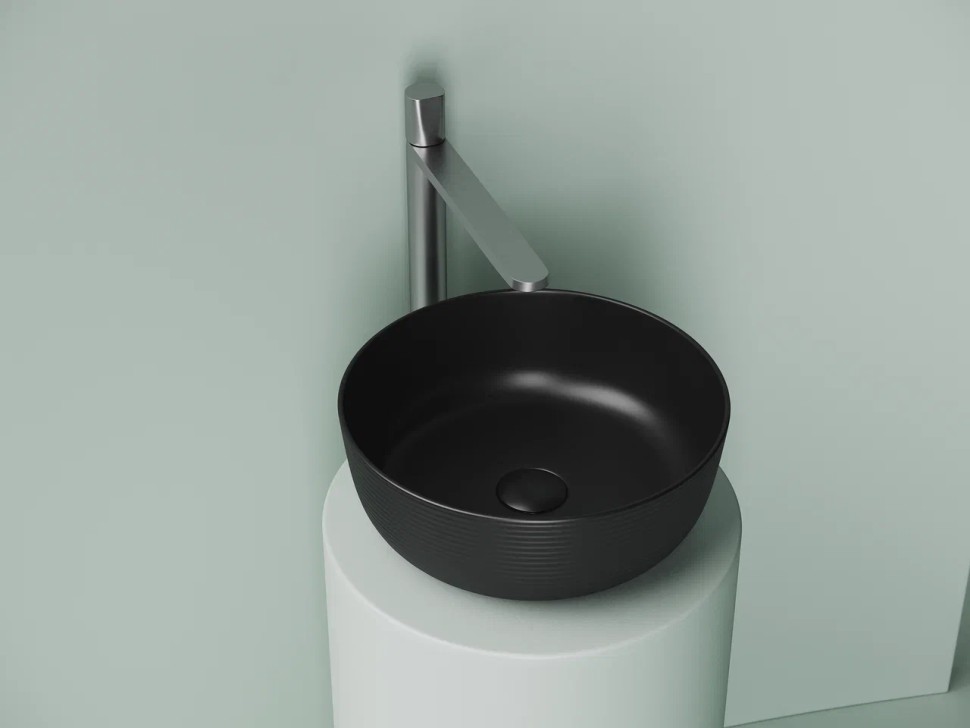 Раковина накладная круглая 356x356x135, цвет черный матовый