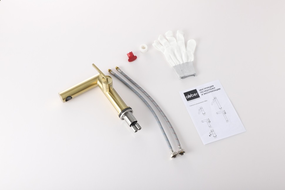 Смеситель ABBER Perfekte 316 AF8A10BG для раковины, брашированное светлое золото