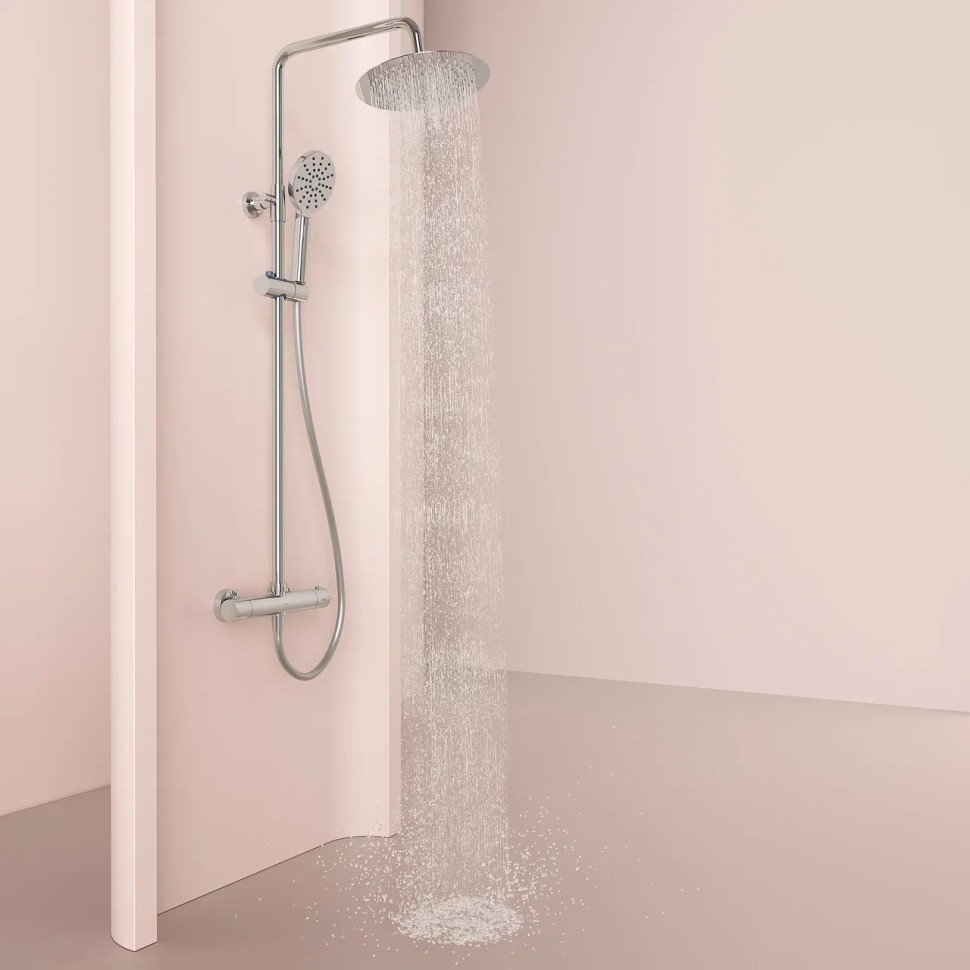 Душевая стойка SANCOS KANEDO с термостатом с верхним душем Ø245 мм, ручным душ Ø120 мм, 4 режима хром SC7200CH