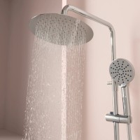 Душевая стойка SANCOS KANEDO с термостатом с верхним душем Ø245 мм, ручным душ Ø120 мм, 4 режима хром SC7200CH