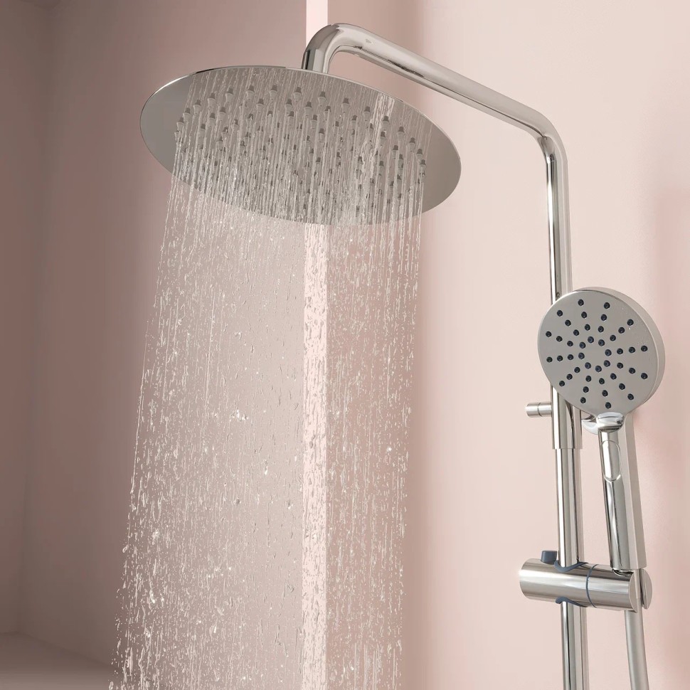 Душевая стойка SANCOS KANEDO с термостатом с верхним душем Ø245 мм, ручным душ Ø120 мм, 4 режима хром SC7200CH