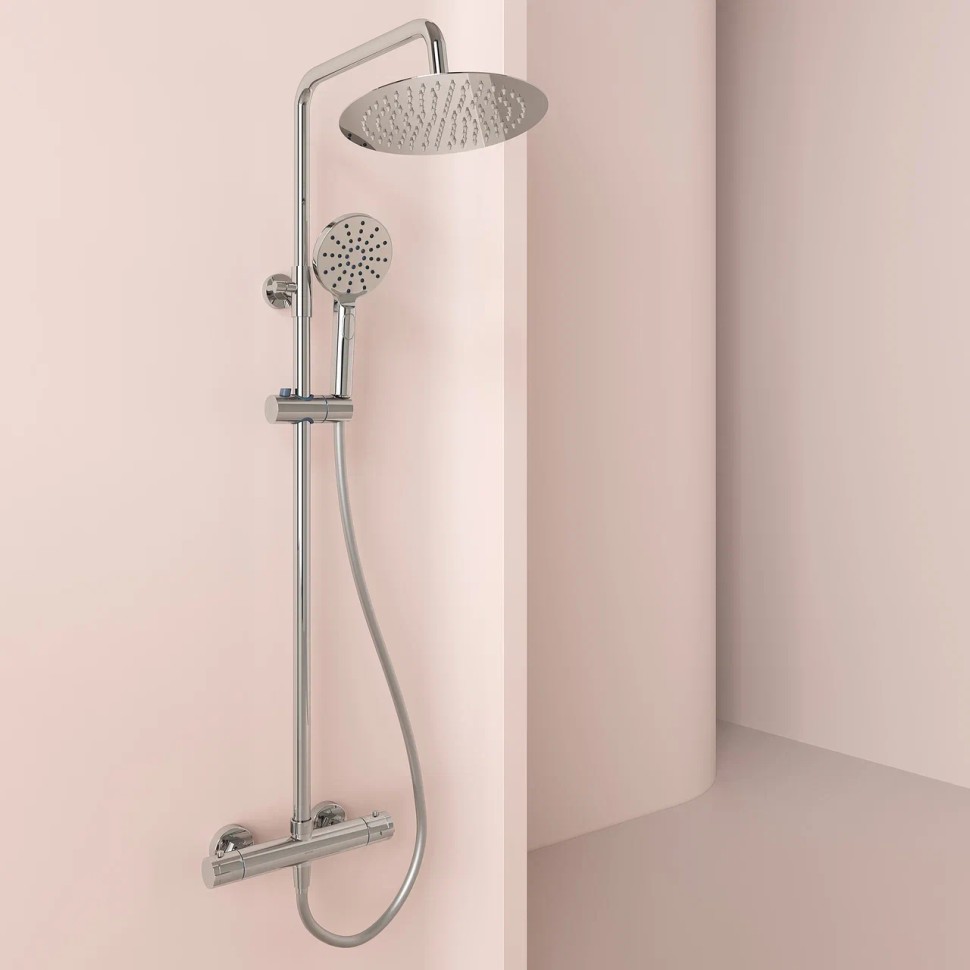 Душевая стойка SANCOS KANEDO с термостатом с верхним душем Ø245 мм, ручным душ Ø120 мм, 4 режима хром SC7200CH