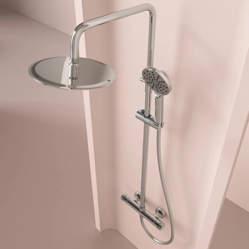 Душевая стойка SANCOS KANEDO с термостатом с верхним душем Ø245 мм, ручным душ Ø120 мм, 4 режима хром SC7200CH