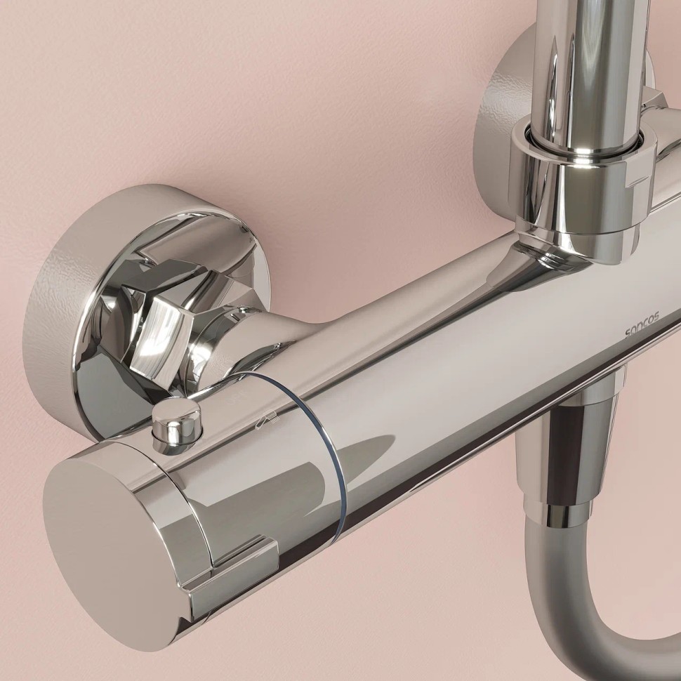 Душевая стойка SANCOS KANEDO с термостатом с верхним душем Ø245 мм, ручным душ Ø120 мм, 4 режима хром SC7200CH