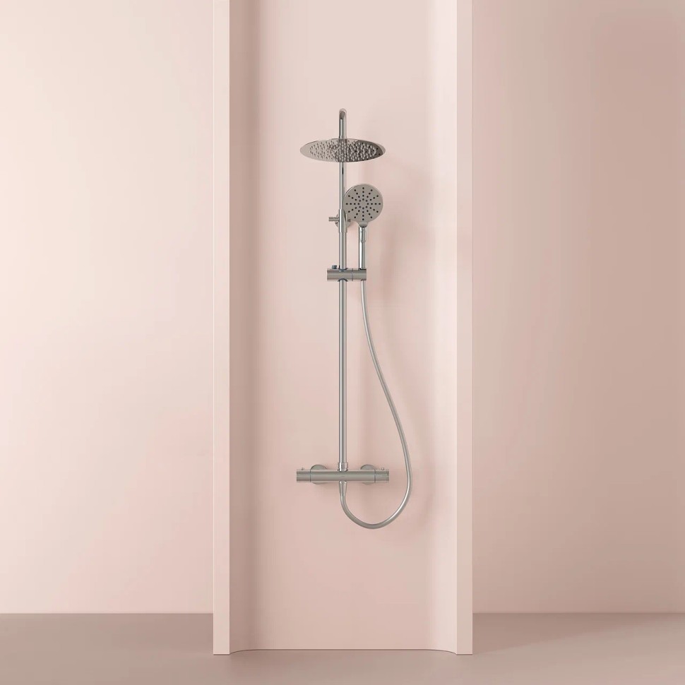 Душевая стойка SANCOS KANEDO с термостатом с верхним душем Ø245 мм, ручным душ Ø120 мм, 4 режима хром SC7200CH