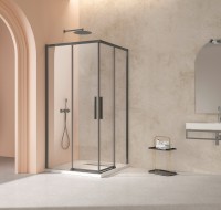 Душевой уголок Слим 8мм (Slim 8mm) VSS-4SL900CLGM, 900*900, вороненая сталь, стекло прозрачное