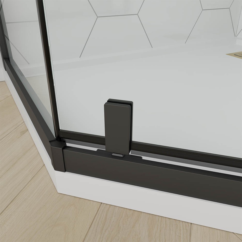 Душевой угол Veconi Ottimo P10 B, 800x800x1900, черный матовый, стекло прозрачное