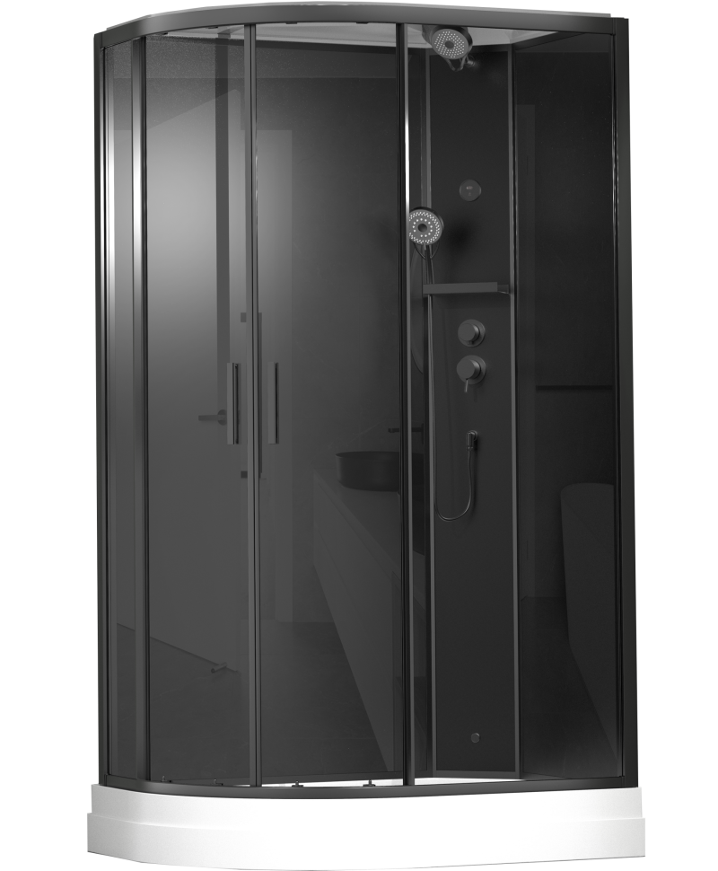 Timo Premium ILMA Black 902 R душевая кабина с крышей, хамам и стульчиком 120*80*222