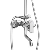 Душевая стойка со смесителем и изливом BelBagno AURORA-VSCM-CRM