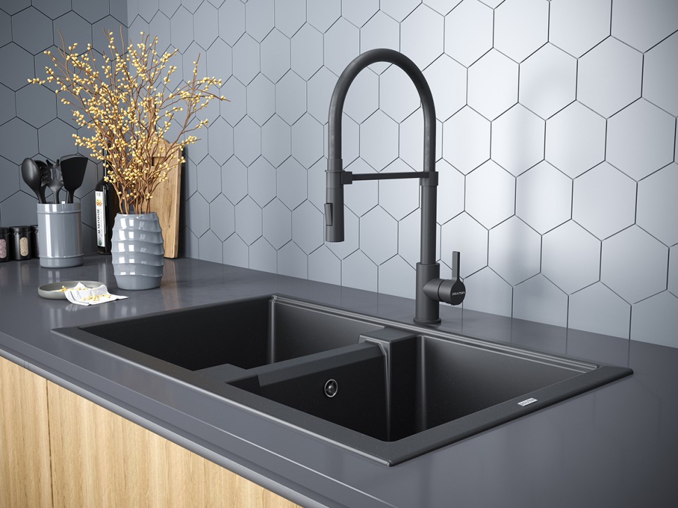 Смеситель для кухни Halt, антрацит, Ha214021-401 (AN), Paulmark