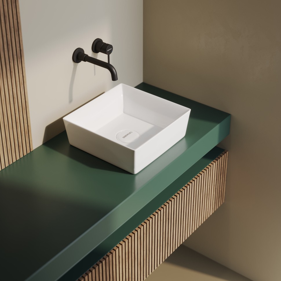 Раковина BERGES Mascon накладная, 38х38 см, без отверстия под смеситель