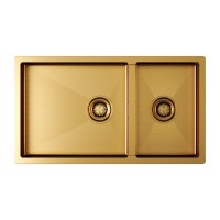Мойка нерж. сталь AISI304 ALLER 78/2S UN, PM527844-BG, брашированное золото, 780х440мм, Starke-Paulmark