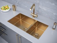 Мойка нерж. сталь AISI304 ALLER 78/2S UN, PM527844-BG, брашированное золото, 780х440мм, Starke-Paulmark