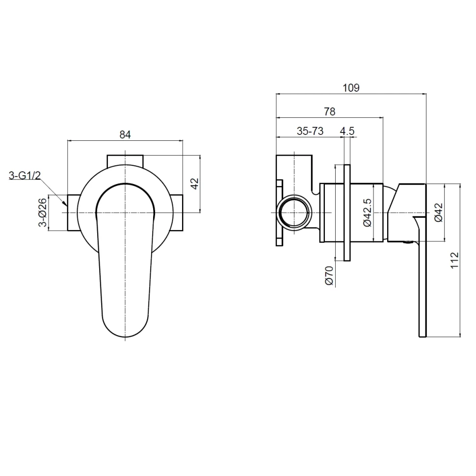 AQM8813GM Novara Встраиваемый смеситель в комплекте с внутр. частью, цвет металл