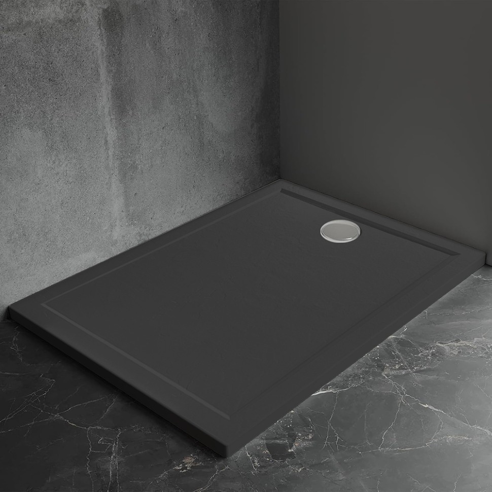 Душевой поддон Veconi Pietra B, 900x900x30, искусственный камень, черный