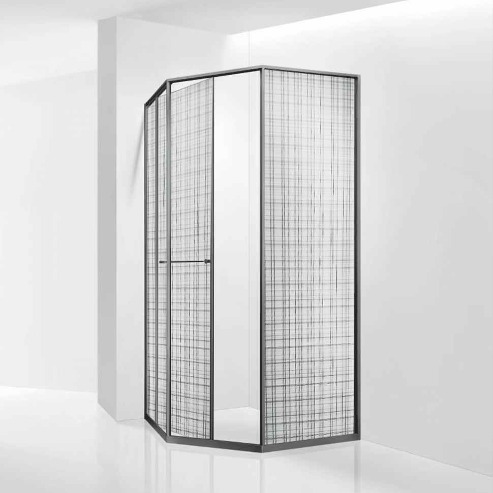 Душевой уголок RGW SV-82Gr "R" (Черная вуаль, 900x900)