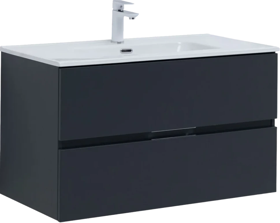 Тумба с раковиной Алвита new 90 2 ящ. цв.антрацит
