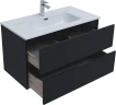 Тумба с раковиной Алвита new 90 2 ящ. цв.антрацит