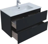 Тумба с раковиной Алвита new 90 2 ящ. цв.антрацит