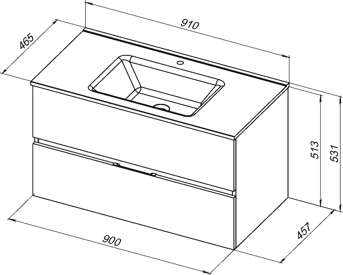 Тумба с раковиной Алвита new 90 2 ящ. цв.антрацит