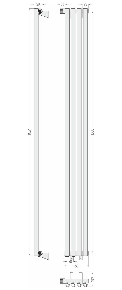 Эстет-0 EU50 левый 1800х180 4 секции