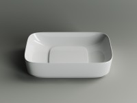 Умывальник чаша накладная прямоугольная с керамической накладкой на сливное отверстие Element 600x375x145мм