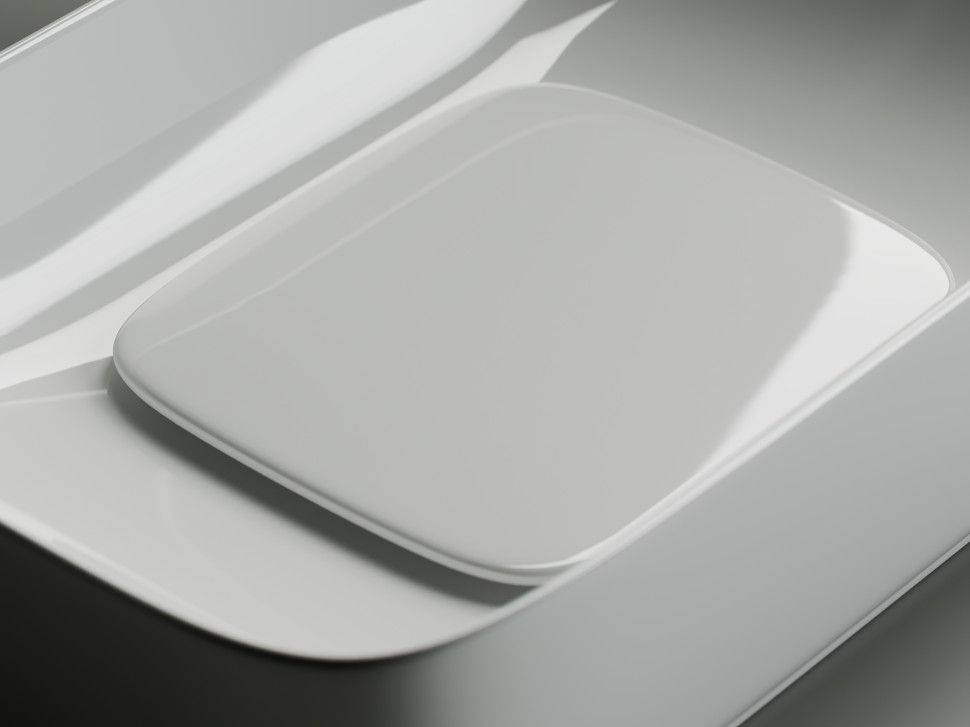 Умывальник чаша накладная прямоугольная с керамической накладкой на сливное отверстие Element 600x375x145мм