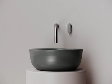 Раковина накладная круглая 356x356x135, цвет темный антрацит матовый