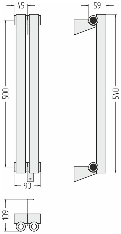 Эстет-0 500х90 2 секции