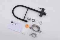 Смеситель ABBER Wasser Kreis AF81141B для кухни с подключением фильтра и выдвижной лейкой, черный матовый