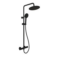 Душевая стойка SANCOS KANEDO с термостатом с круглым верхним и ручным душем Ø120 мм 4 режима, матовый черный SC7100MB