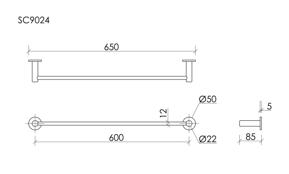 Полотенцедержатель SANCOS Base, черный матовый , арт. SC9024MB