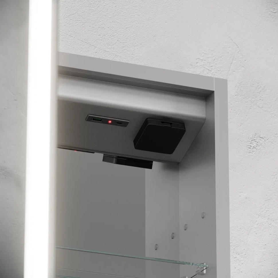 Зеркальный шкаф для ванной комнаты из алюминия SANCOS Evoke 600x700х136 мм, с LED подсветкой, арт. SC8060