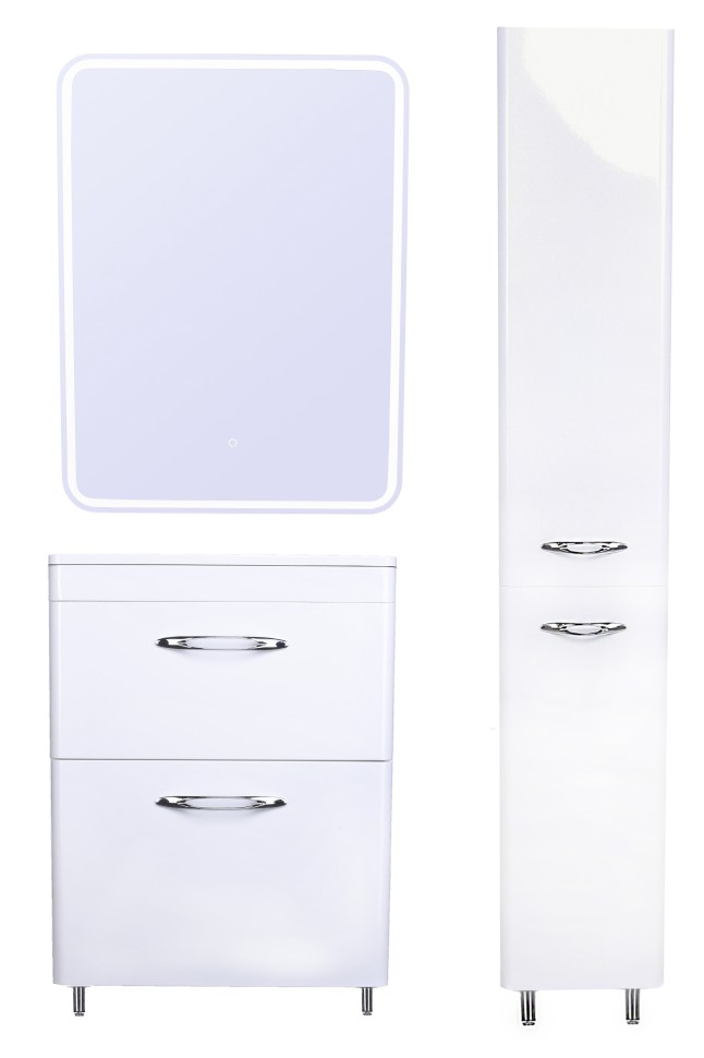Тумба напольная STYLELINE "Каре 60" (2 ящ.) Люкс белая, PLUS с раковиной Каре Люкс 600х450