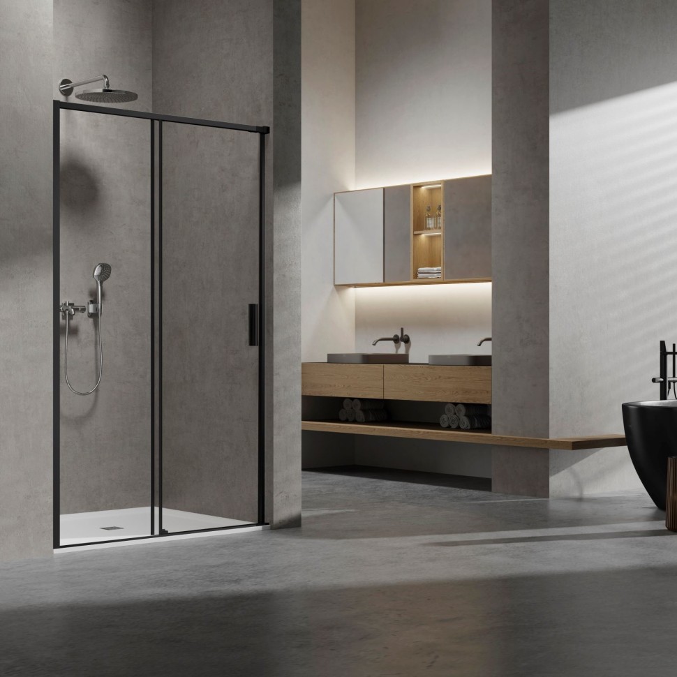 Душевая дверь Slim VDS-6SL130CLB, 1300, черный, стекло прозрачное